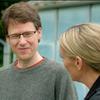 Dr Jonathan Pattrick smiles while chatting to one of the 'Inside the Factory' presenters