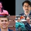 Collage of four newly appointed Visiting Fellows, shown in a mix of portraits and event photos