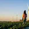 woman with wind turbines